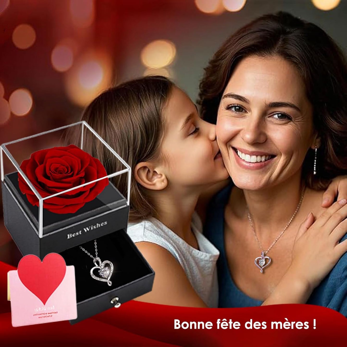 Rose Eternelle Rouge,Femme Boîte De Roses,Fleur Conservée,Rose Stabilisée,Cadeau Pour Elle La Anniversaire Saint Valentin Noël Fête Des Mères Cadeaux Pour Sa Femme Maman Grand-Mère Copine