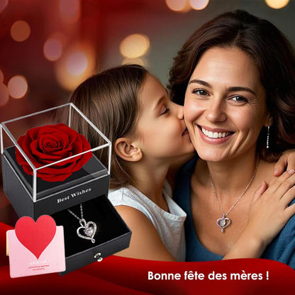 Rose Eternelle Rouge,Femme Boîte De Roses,Fleur Conservée,Rose Stabilisée,Cadeau Pour Elle La Anniversaire Saint Valentin Noël Fête Des Mères Cadeaux Pour Sa Femme Maman Grand-Mère Copine