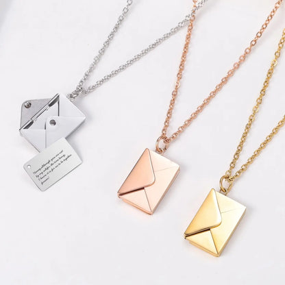 Envelope Necklace with Message - Message Necklace