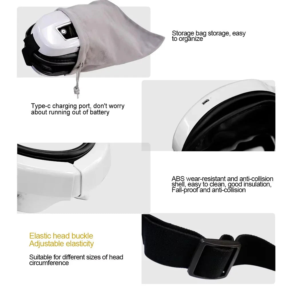 6D Smart Eye Massager Vibration Airbag Compress Eye Care Instrument Bluetooth Music Eye Massage Glasses Eye Relax Fatigue
