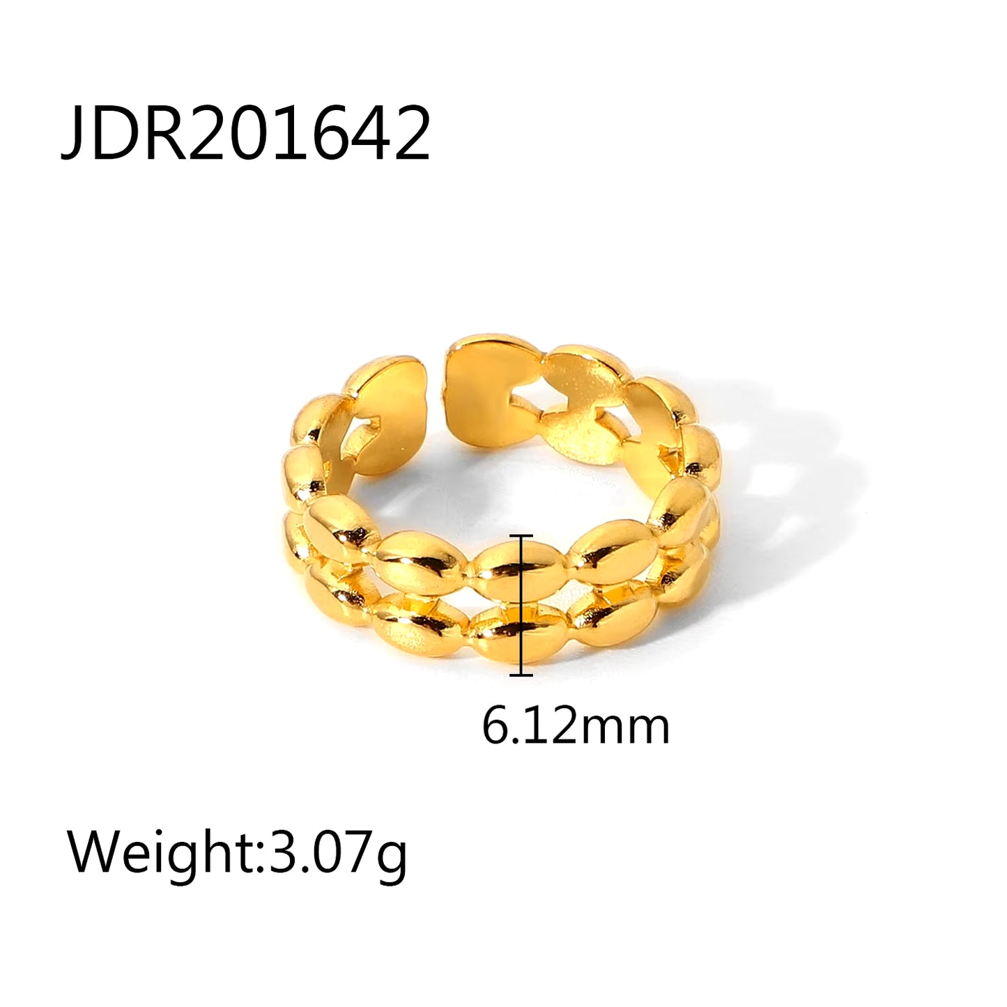 Uworld Vintage 18K Gold Malachite Statement Open Ring Waterproof 18K PVD Gold Plated Stainless Steel Bague Femme Acier Inoxydabl
